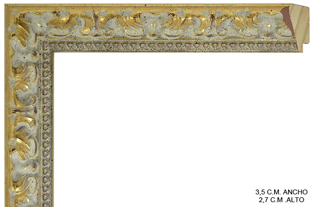 Moldura clásica dorada para cuadros, relieve ornamental, ref. 011104-5658
