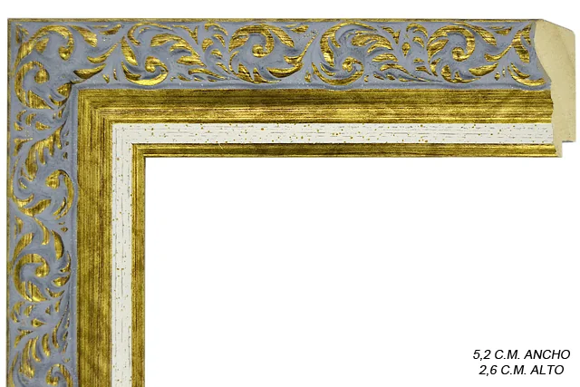 Moldura clásica dorada para cuadros, relieve ornamental, ref. 011127-6352