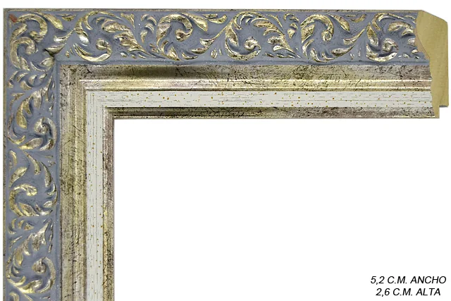 Moldura clásica plateada para cuadros, relieve ornamental, ref. 011127-6353