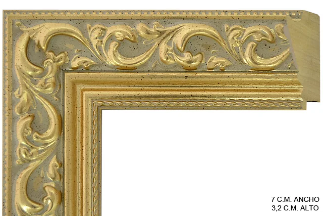 Moldura clásica dorada para cuadros, relieve ornamental, ref. 011202-6385