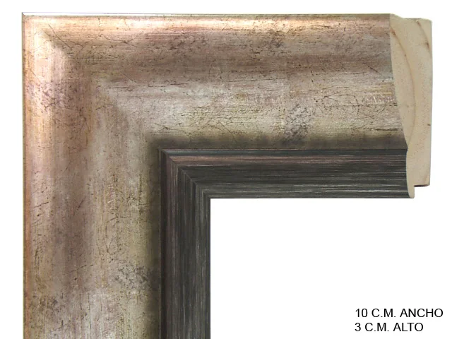 Moldura clásica plateada para cuadros, perfil moldurado, ref. 011268-4912