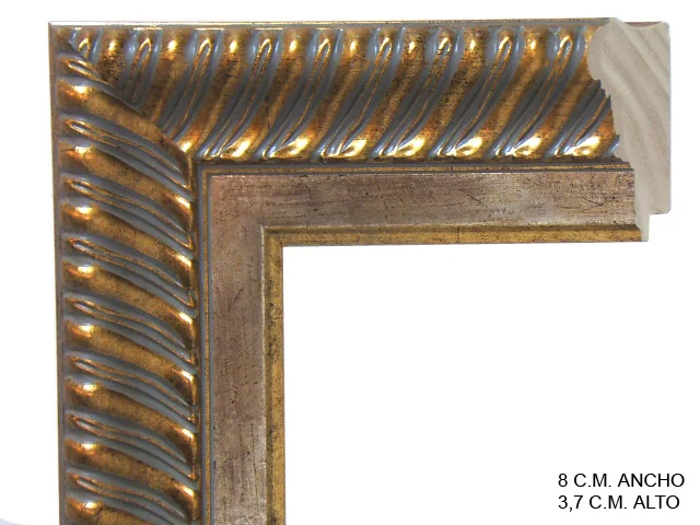 Moldura clásica dorada para cuadros, relieve ornamental, ref. 011380-4926