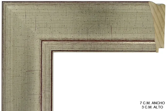 Moldura clásica plateada para cuadros, perfil moldurado, ref. 011632-5501