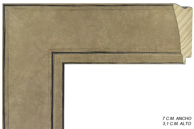 Moldura clásica dorada para cuadros, perfil moldurado, ref. 011632-6769