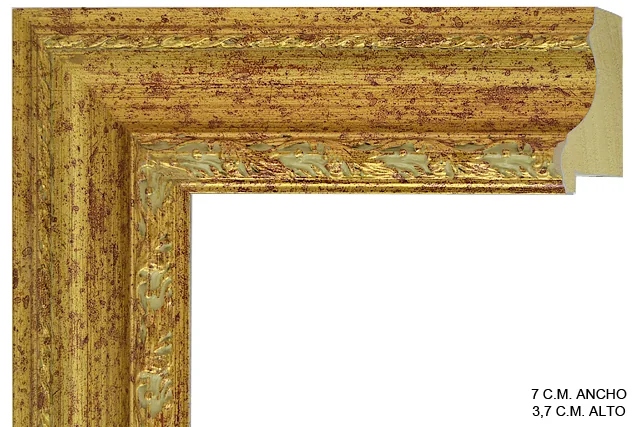Moldura clásica dorada para cuadros, perfil moldurado, ref. 011670-6570