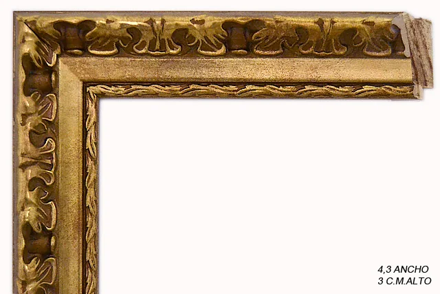 Moldura clásica dorada con relieve ornamental para cuadros, ref. 011720-8171