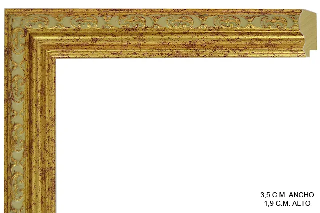 Moldura clásica dorada para cuadros, perfil moldurado, ref. 011898-6570