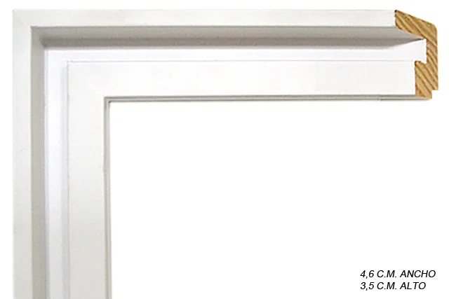 Moldura blanca para caja americana de lienzos, perfil en L, ref. 012181-522