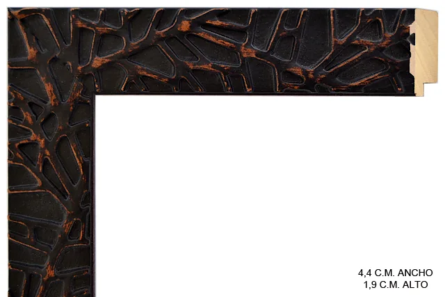 Moldura rústica color wengué para cuadros, relieve ornamental, ref. 02552258