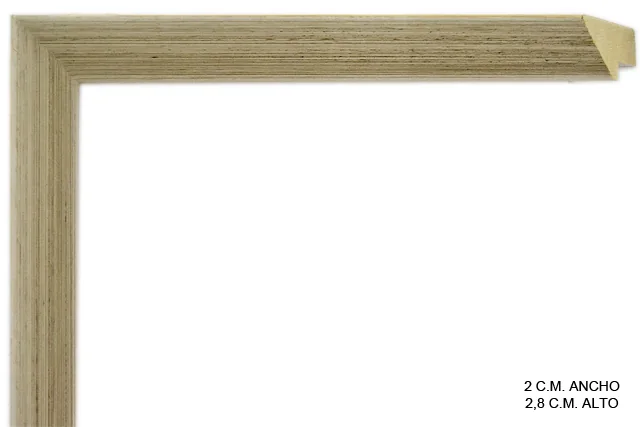 Moldura bicolor en tonos blanco y roble de perfil piramidal para cuadros, acabado bicolor en blanco y roble, ref. 041800-34192