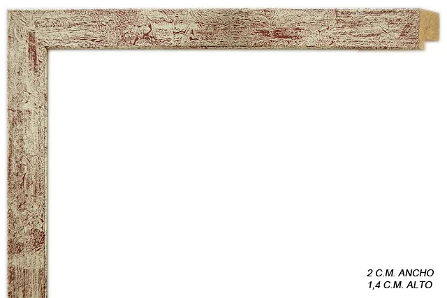 Moldura bicolor en tonos plata y granate para cuadros, perfil plano, ref. 660201906