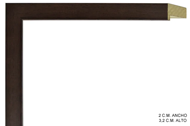 Moldura color nogal con galce simple, perfil plano, ref. 66255A025