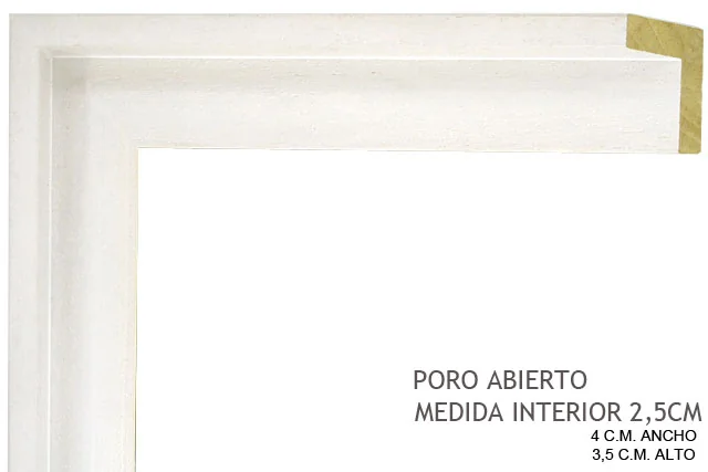 Moldura blanca para caja americana de lienzos, perfil en L, ref. 66894-30