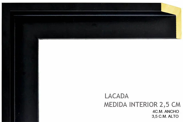 Moldura negra para caja americana de lienzos, perfil en L, ref. 66894-41