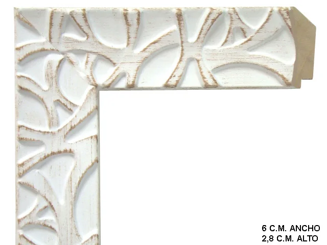 Moldura rústica blanca para cuadros, relieve ornamental, ref. 67911X01
