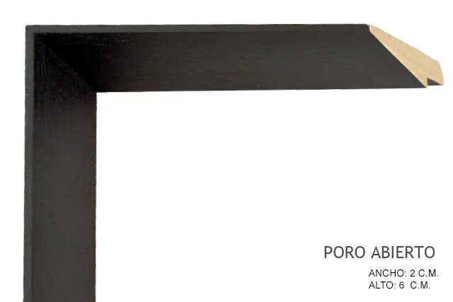 Moldura negra de perfil piramidal para cuadros, con acabado de poro abierto, ref. 880119115000