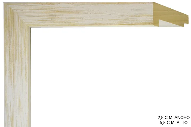 Moldura bicolor en tonos natural y blanco con doble galce, perfil plano, ref. 8802561235