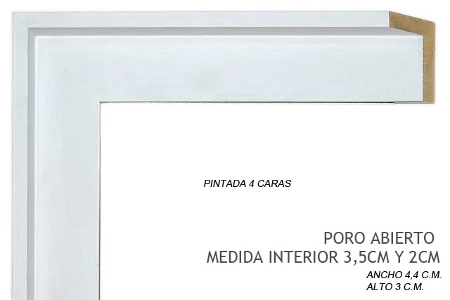 Moldura blanca para caja americana de lienzos, perfil en L, ref. 8802562M25
