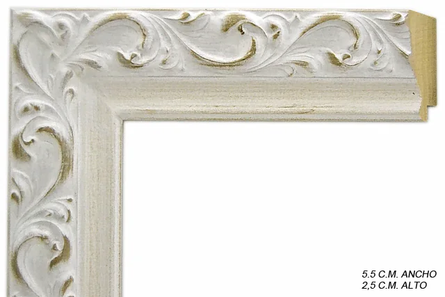 Moldura rústica blanca para cuadros, relieve ornamental, ref. 88070556
