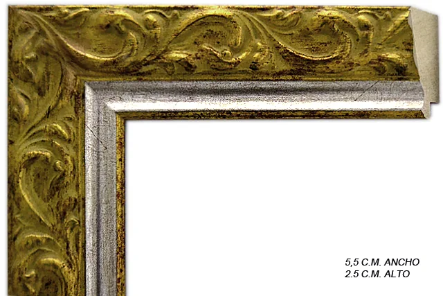 Moldura clásica dorada para cuadros, relieve ornamental, ref. 88070R90