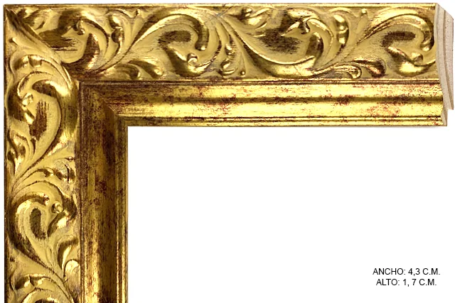 Moldura clásica dorada para cuadros, relieve ornamental, ref. 88070R91