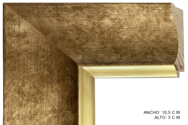 Moldura clásica dorada para cuadros, perfil moldurado, ref. 88105X30ORO
