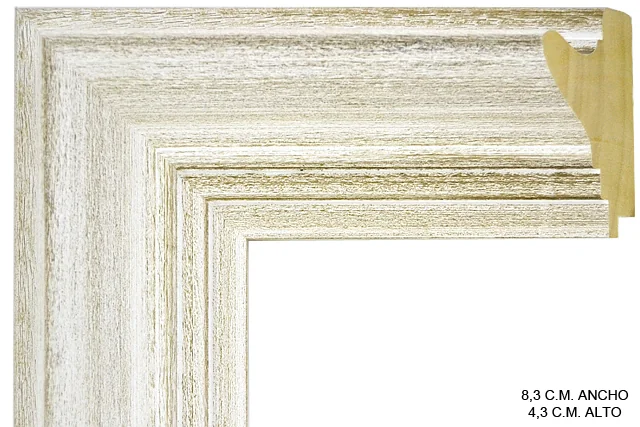 Moldura rústica blanca para cuadros, perfil moldurado, ref. 88120556