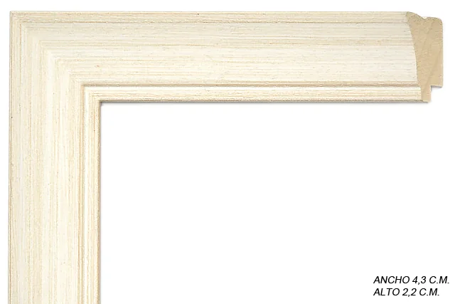 Moldura rústica blanca para cuadros, perfil moldurado, ref. 881720556