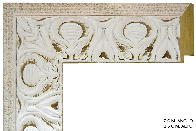 Moldura rústica blanca para cuadros, perfil moldurado, ref. 88217556