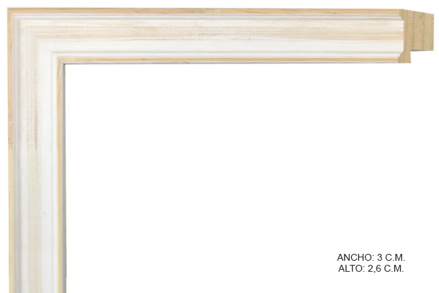 Moldura rústica blanca para cuadros, perfil de bloque, ref. 88280035