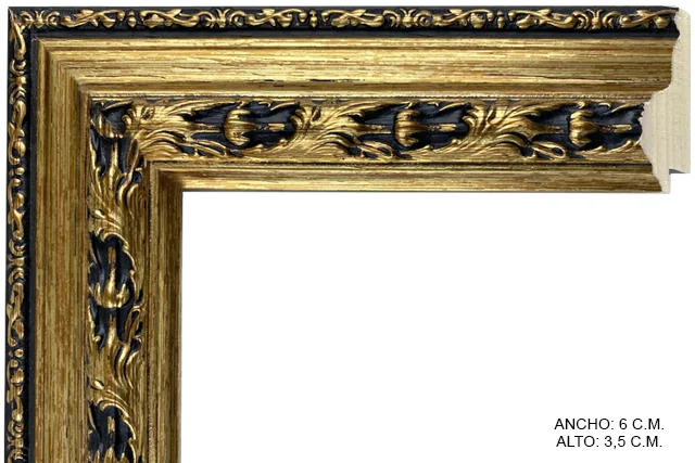 Moldura clásica dorada para cuadros, relieve ornamental, ref. 88371R89