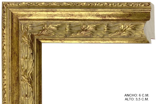 Moldura clásica dorada para cuadros, relieve ornamental, ref. 88371R91