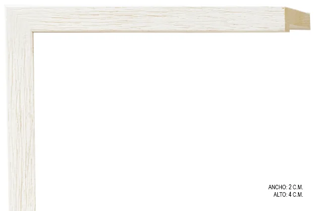 Moldura bicolor blanca y natural, ref. 88372235, con perfil profundo y galce simple