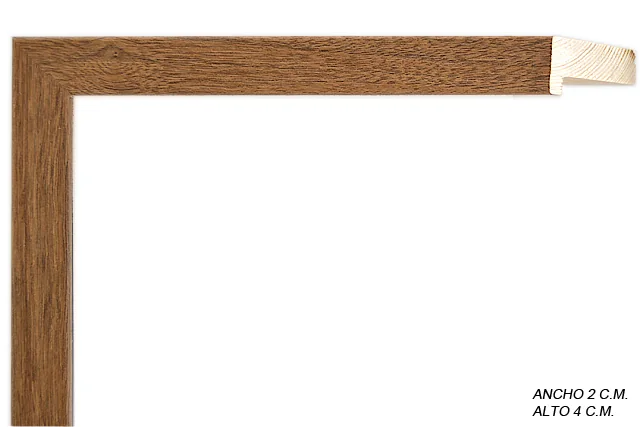 Moldura color nogal con galce simple, perfil plano, ref. 88372P05