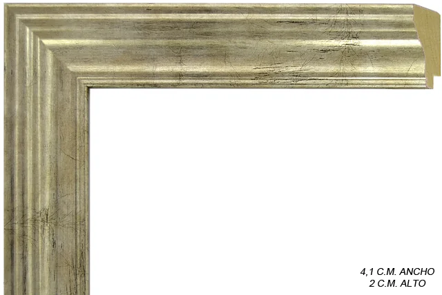 Moldura clásica plateada para cuadros, perfil moldurado, ref. 88409R51
