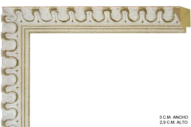Moldura rústica blanca para cuadros, perfil moldurado, ref. 88469556