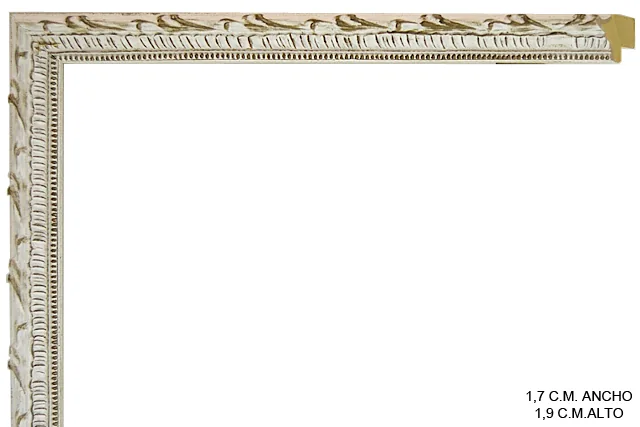 Moldura rústica blanca para cuadros, perfil moldurado, ref. 88486556