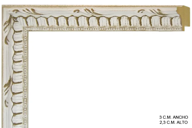 Moldura rústica blanca para cuadros, perfil moldurado, ref. 88487556