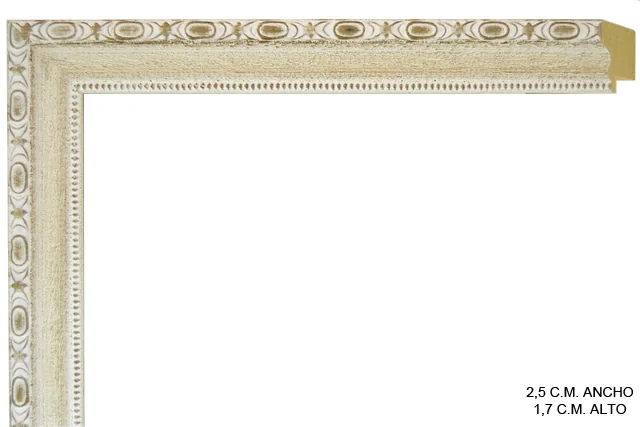 Moldura rústica blanca para cuadros, perfil moldurado, ref. 88651556