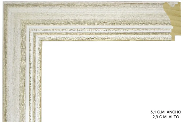 Moldura rústica blanca para cuadros, perfil moldurado, ref. 88705556