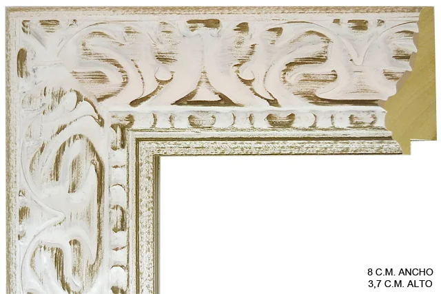 Moldura rústica blanca para cuadros, perfil moldurado, ref. 88714556