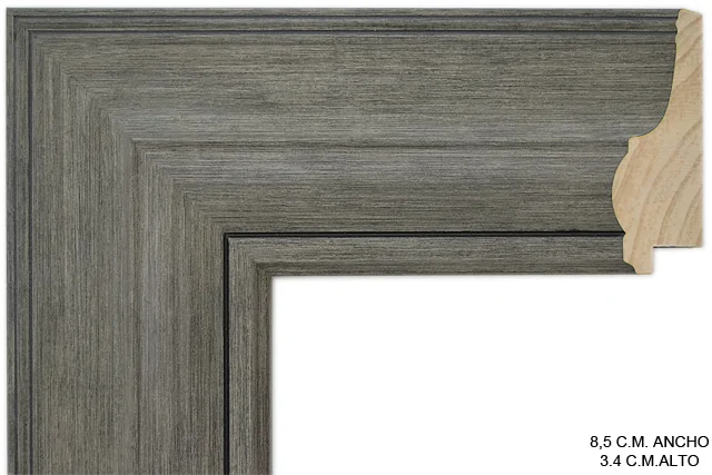 Moldura rústica gris para cuadros, perfil moldurado, ref. 8881502