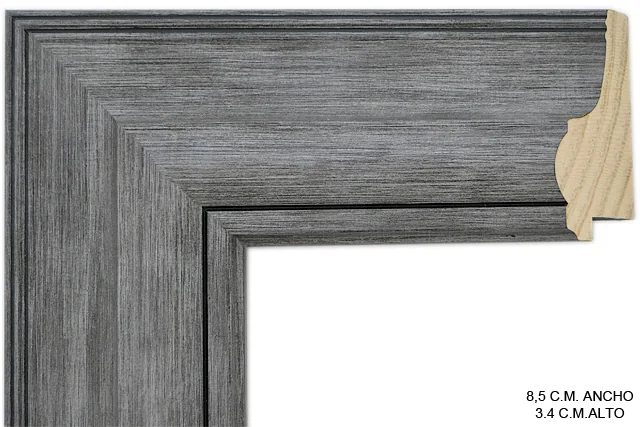 Moldura rústica gris para cuadros, perfil moldurado, ref. 8881503