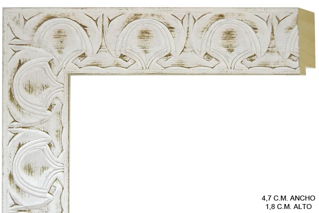 Moldura rústica blanca para cuadros, perfil moldurado, ref. 88855556