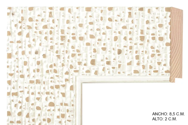 Moldura rústica blanca para cuadros, perfil plano, ref. 889920-2