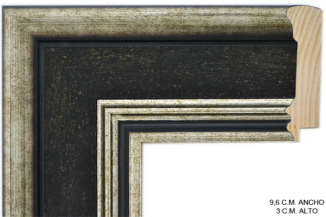Moldura clásica negra para cuadros, perfil moldurado, ref. 889933-20