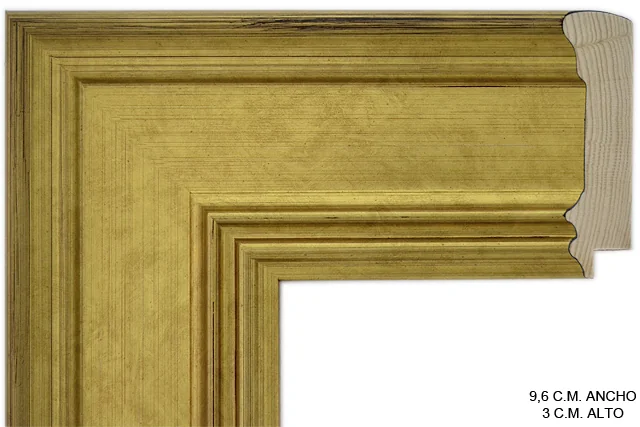 Moldura clásica dorada para cuadros, perfil moldurado, ref. 889933-21