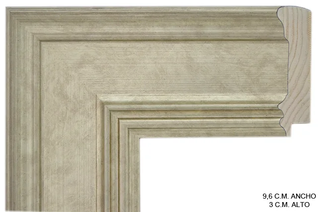 Moldura clásica plateada para cuadros, perfil moldurado, ref. 889933-22