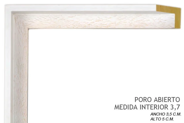 Moldura blanca para caja americana de lienzos, perfil en L, ref. 88L50X35M25