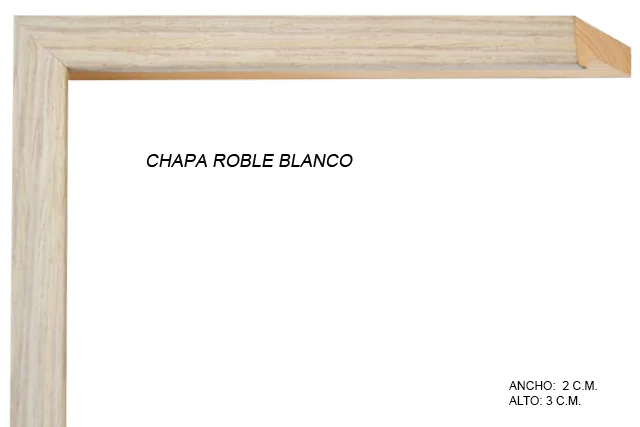 Moldura bicolor en tonos roble y blanco con galce simple, perfil plano, ref. 909836CB00